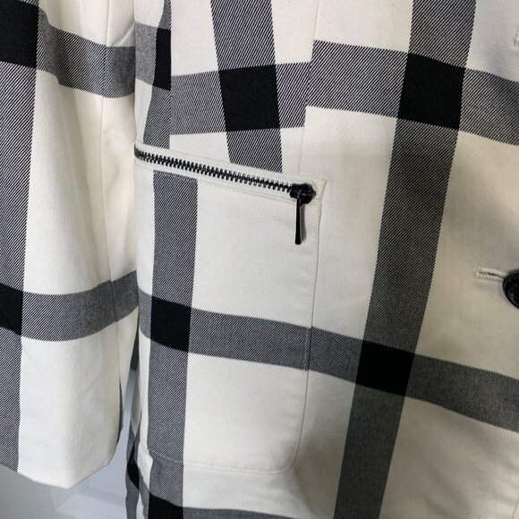 Karl Lagerfeld Paris, Ivory/Black Plaid Long Sleeve Jacket in Women's Size 4 - Picture 7 of 9